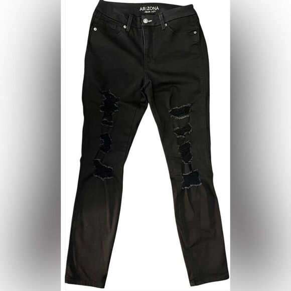 Women’s Arizona Jean Company Hi-Rise Curvy Skinny Black Jeans (Distressed) - Picture 4 of 11